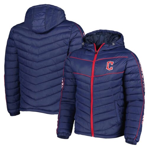 Cleveland Guardians Soft Down Touch Navy Hoodie Jacket - Image 3