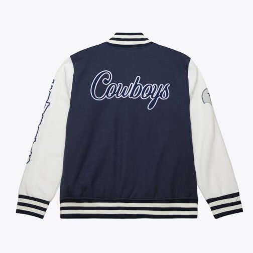 Dallas Cowboys Navy and White Fleece Varsity Jacket - Image 2