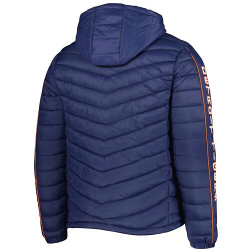 Detroit Tigers Splitter Soft Down Touch Navy Blue Hoodie Jacket - Image 2
