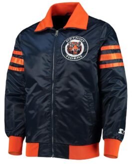 Navy Blue The Captain III Detroit Tigers Satin Jacket