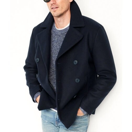 Navy Double Breasted Peacoat - Image 8