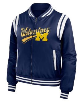 Michigan Wolverines Navy Bomber Full-Zip Jacket