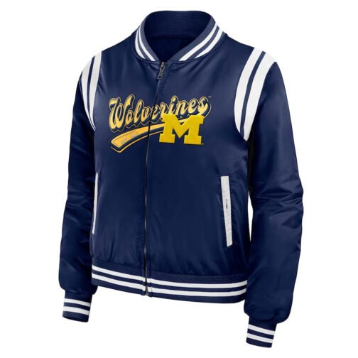 Michigan Wolverines Navy Bomber Full-Zip Jacket