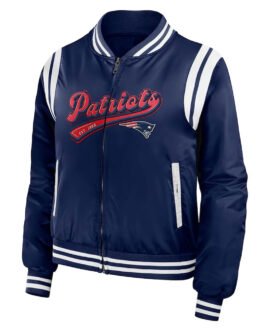 New England Patriots Navy Bomber Full-Zip Jacket