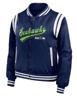 Seattle Seahawks Navy Bomber Full-Zip Jacket