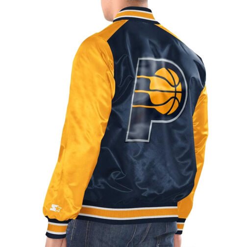 Navy/Gold Indiana Pacers Renegade Varsity Satin Jacket - Image 2