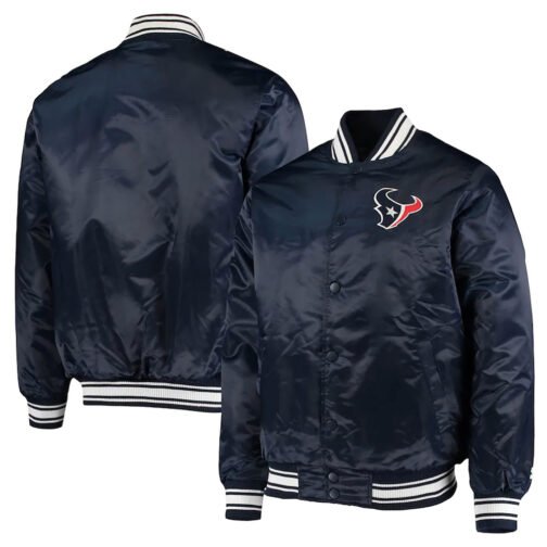 Houston Texans Locker Room Navy Blue Satin Jacket - Image 3