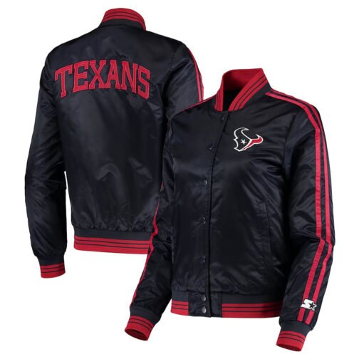 Houston Texans Overtime Varsity Blue Satin Jacket - Image 3