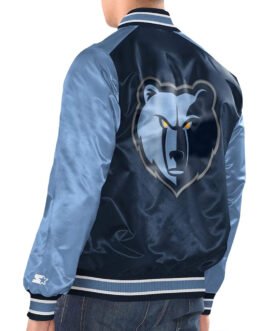 Navy/Light Blue Memphis Grizzlies Renegade Varsity Satin Jacket