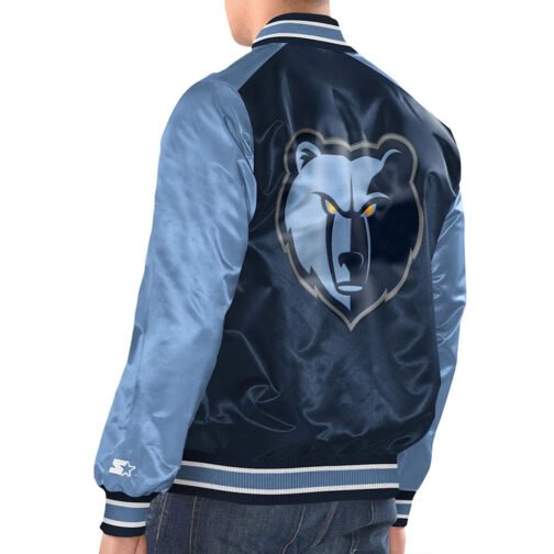 Navy/Light Blue Memphis Grizzlies Renegade Varsity Satin Jacket - Image 2