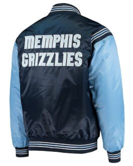 Memphis Grizzlies The Enforcer Varsity Navy/Light Blue Satin Jacket