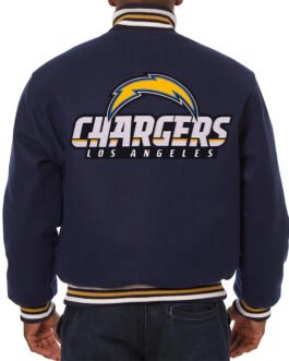 Navy LA Chargers Embroidered Varsity Wool Jacket