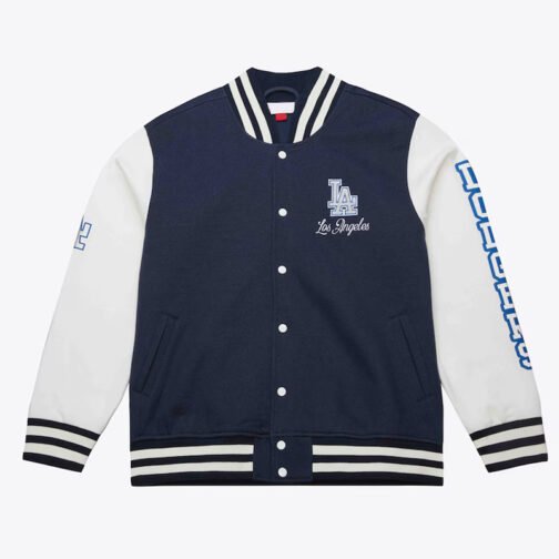 LA Dodgers Navy and White Fleece Varsity Jacket