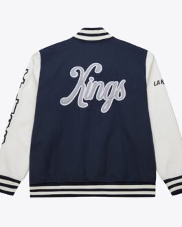 LA Kings Navy and White Fleece Varsity Jacket