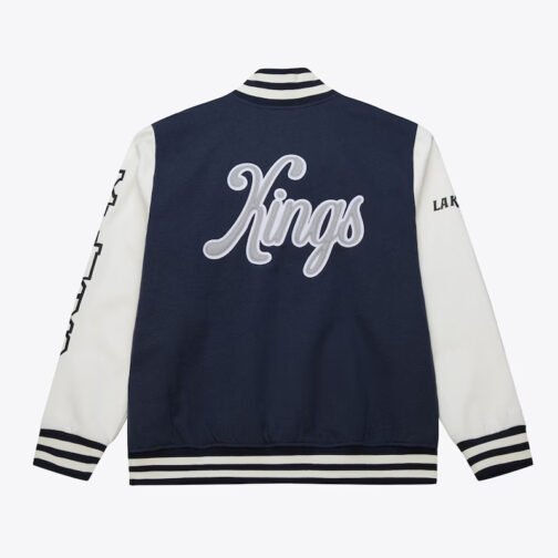 LA Kings Navy and White Fleece Varsity Jacket - Image 2