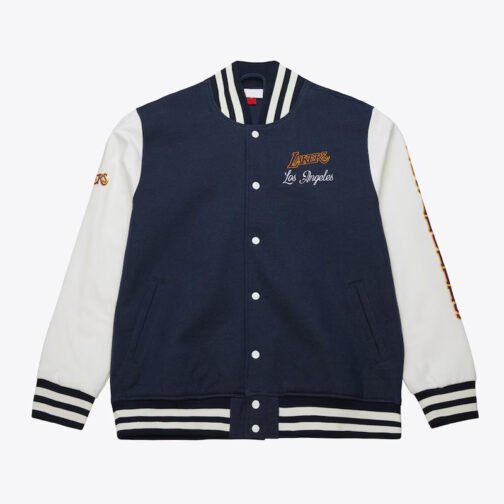 LA Lakers Navy and White Fleece Varsity Jacket