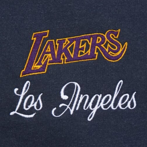 LA Lakers Navy and White Fleece Varsity Jacket - Image 4