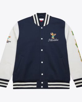 Milwaukee Bucks Navy and White Fleece Varsity Jacket