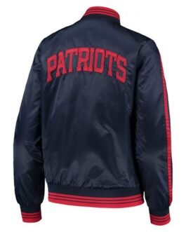 Overtime New England Patriots Full-Snap Navy Varsity Satin Jacket