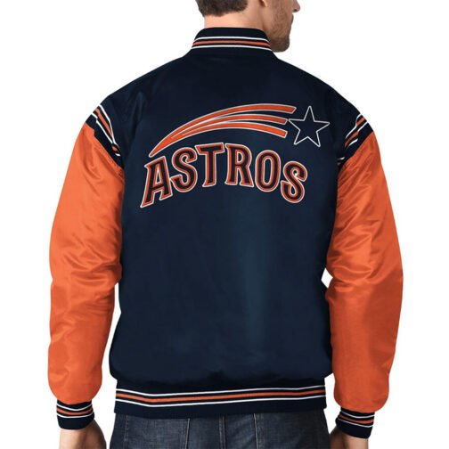 Enforce Houston Astros Navy/Orange Varsity Satin Jacket - Image 5