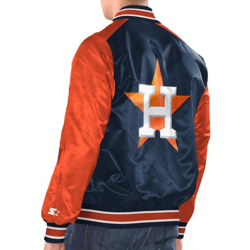 Navy/Orange Houston Astros Renegade Varsity Satin Jacket - Image 2