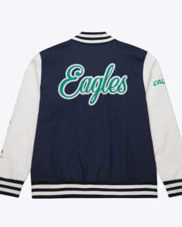 Philadelphia Eagles Navy and White Fleece Varsity Jacket