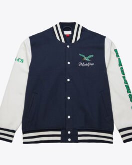 Philadelphia Eagles Navy and White Fleece Varsity Jacket