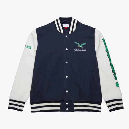 Philadelphia Eagles Navy and White Fleece Varsity Jacket