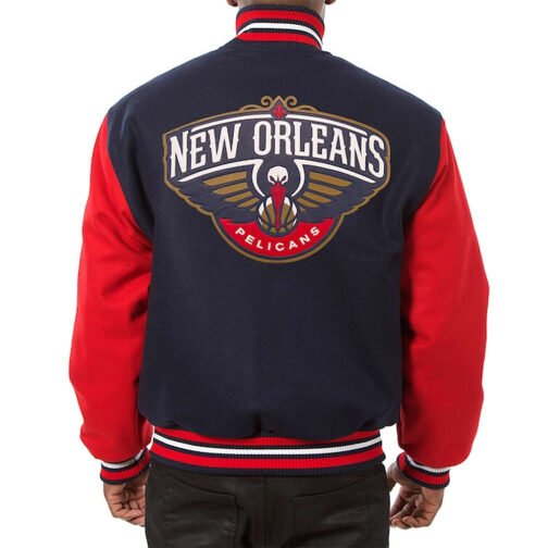 Navy/Red New Orleans Pelicans Varsity Jacket - Image 2