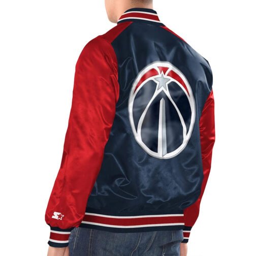 Navy/Red Washington Wizards Renegade Varsity Satin Jacket - Image 2