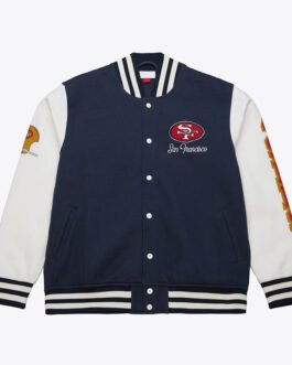 San Francisco 49ers Navy and White Fleece Varsity Jacket