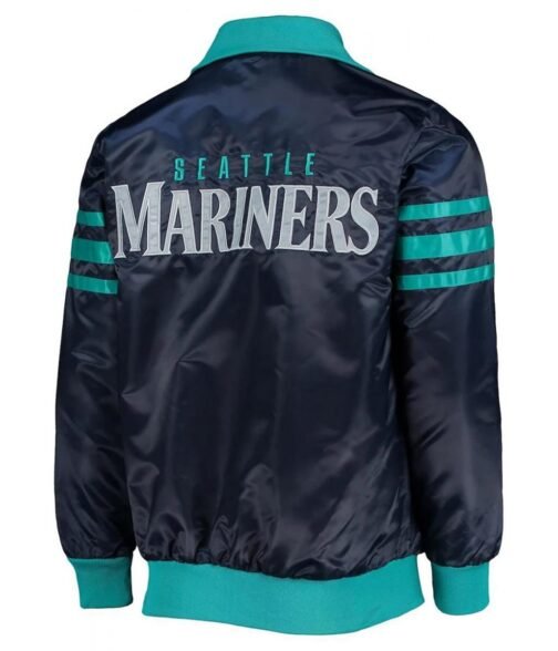 Seattle Mariners The Captain II Varsity Navy Satin Jacket - Image 2