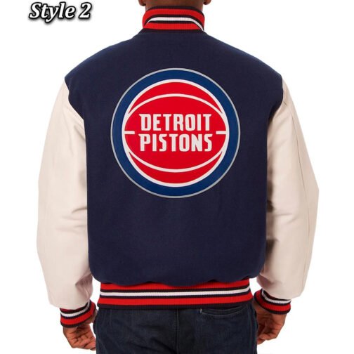 Navy/White Detroit Pistons Varsity Jacket - Image 4