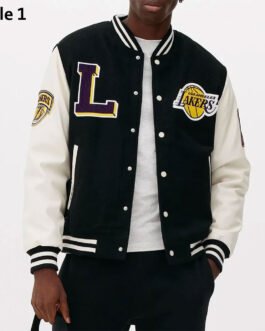 NBA LA Lakers Black and White Varsity Jacket