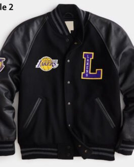 NBA LA Lakers Black and White Varsity Jacket