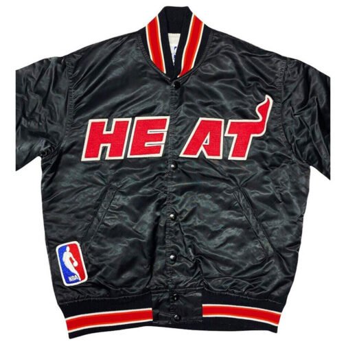 90s Miami Heat Satin Black Jacket - Image 3