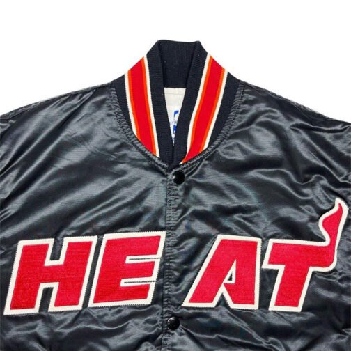 90s Miami Heat Satin Black Jacket - Image 4