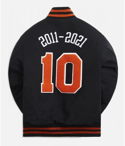 New York Knicks 10 Varsity Wool Black Jacket - Image 2
