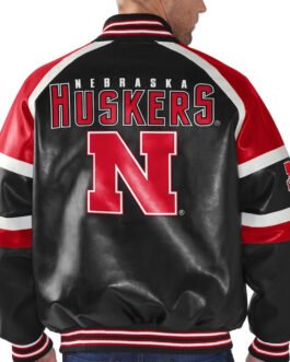 Nebraska Cornhuskers Defense Varsity Leather Jacket