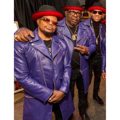 New Edition Legacy Tour Purple Leather Coat - Image 4