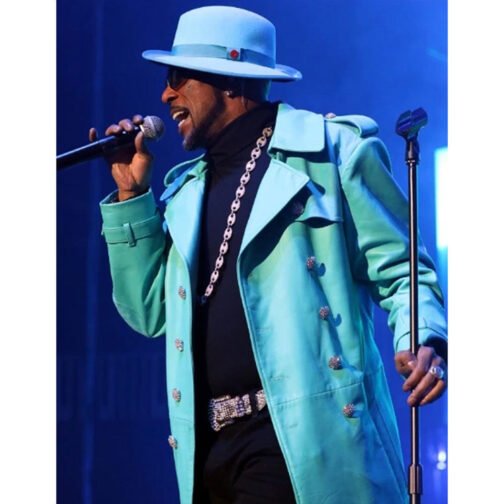 New Edition Legacy Tour Light Blue Leather Coat - Image 7