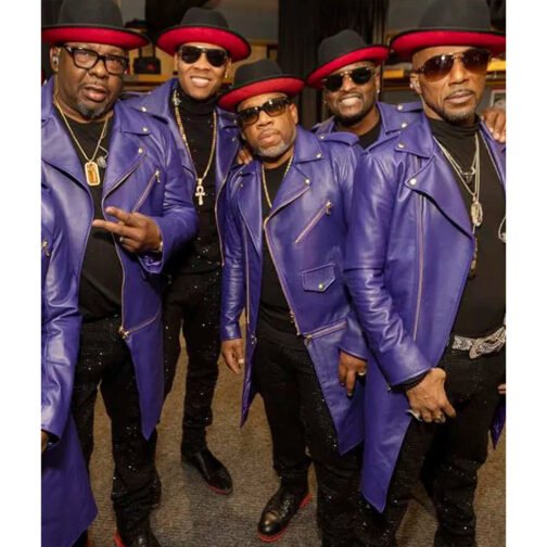 New Edition Legacy Tour Purple Leather Coat - Image 5