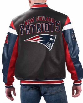 New England Patriots Black Varsity Full-Zip Leather Jacket