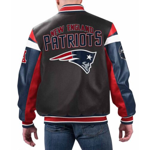 New England Patriots Black Varsity Full-Zip Leather Jacket - Image 2