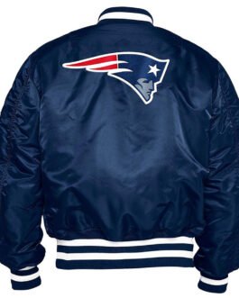 New England Patriots Blue Bomber Satin Jacket