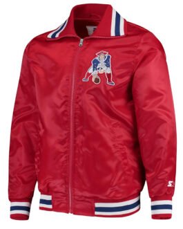 New England Patriots Captain Red Varsity Satin Jacket