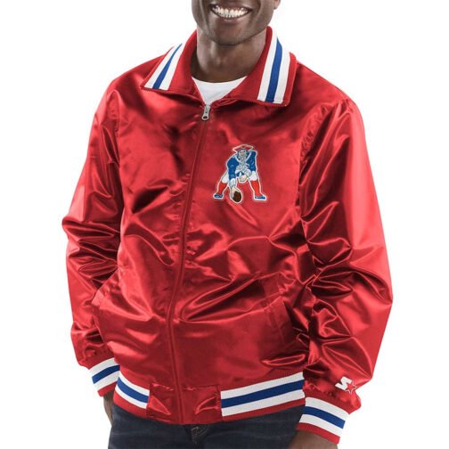 New England Patriots Captain Red Varsity Satin Jacket - Image 4