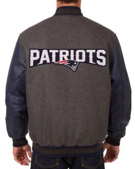 New England Patriots Charcoal and Blue Varsity Jacket