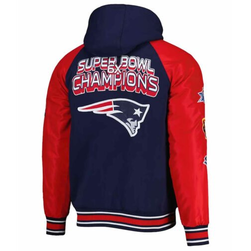 New England Patriots Defender Royal Hoodie Varsity Jacket - Image 2