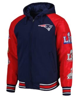 New England Patriots Defender Royal Hoodie Varsity Jacket